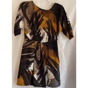 Ali Ro Anthropologie Womens Multicolor Orange Black Silk Mini Dress SZ 2 EUC